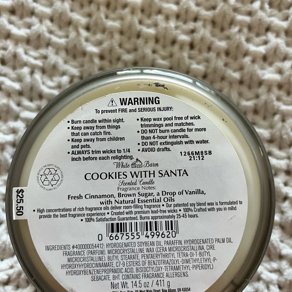 Bath & Bodywork’s White Barn Cookies With Santa Scented Candle 3 Wick - Picture 5 of 5